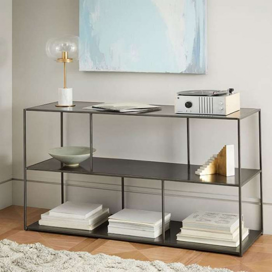 SIMP Two Layers with Grids Metal Shelf, Matt Black SIMP Two Layers with Grids Metal Shelf, Matt Black